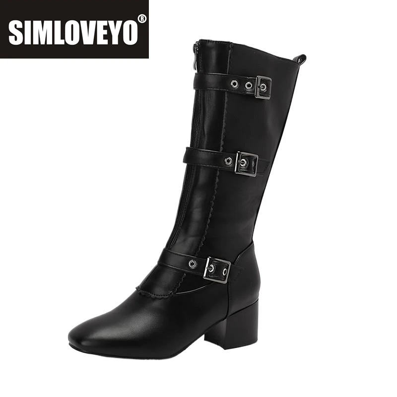 

SIMLOVEYO модные женские сапоги до колена с круглым носком на блочном каблуке 5 см, 49 50, винтажные классические женские бота