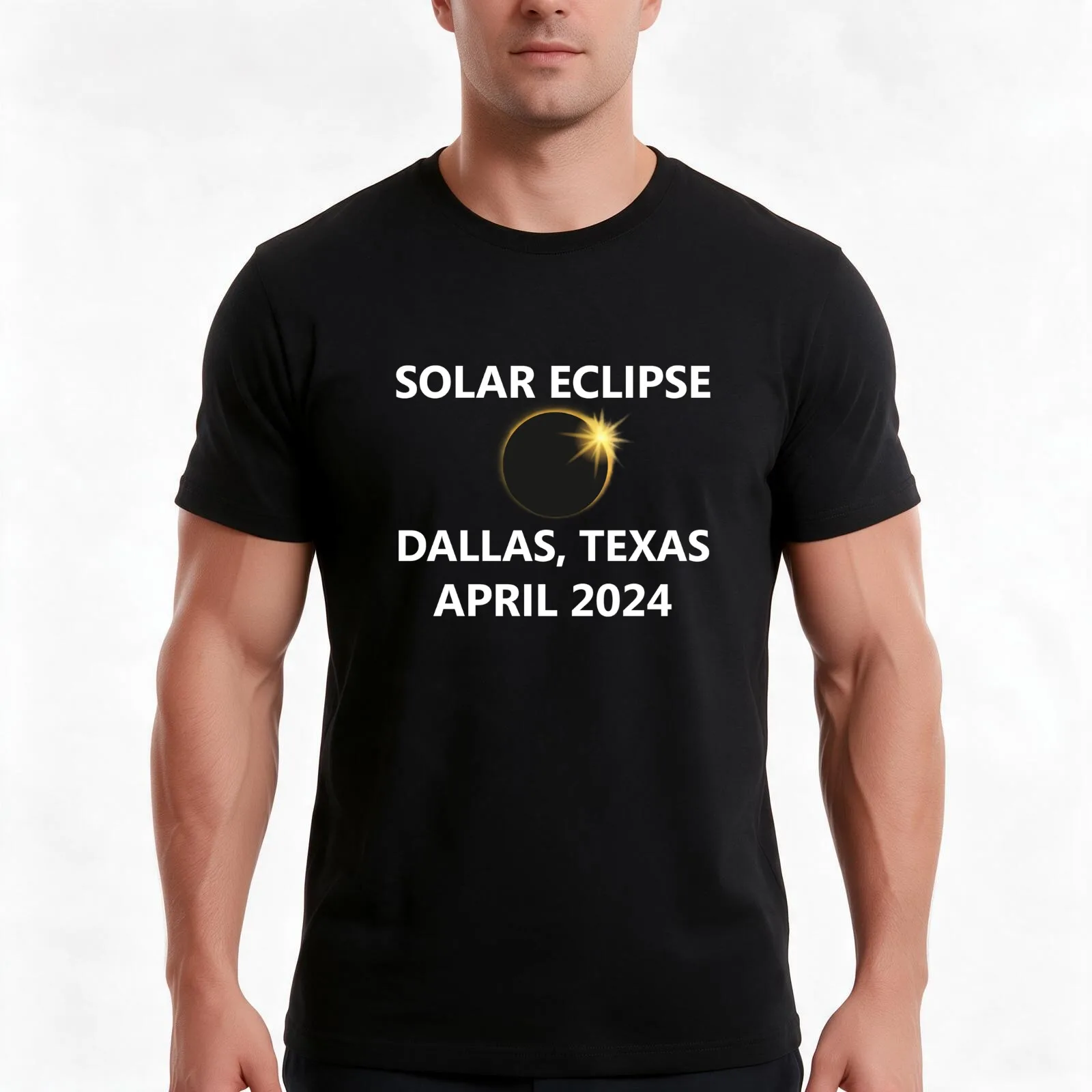 Total Solar Eclipse Dallas Texas TX 2024 T-Shirt, Summer Casual Cotton Tee, Oversized Streetwear Tops, Vintage Graphic Print
