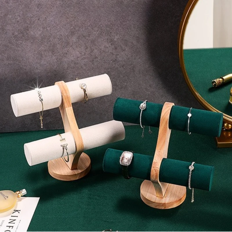 Solid Wood Bracelet Stand Luxury Watch Storage Holder Jeweler Minimalist Bangles Display Shelf Jewellery Packaging Organizer