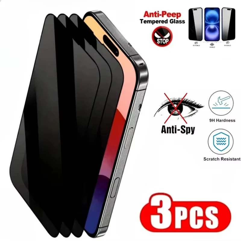 

1-3 шт. Защитные пленки для конфиденциальности для iPhone 17 Pro Max 11 12 13 Mini 14 15 16 Plus 16e 17 Air XS XR, антишпионское закаленное стекло