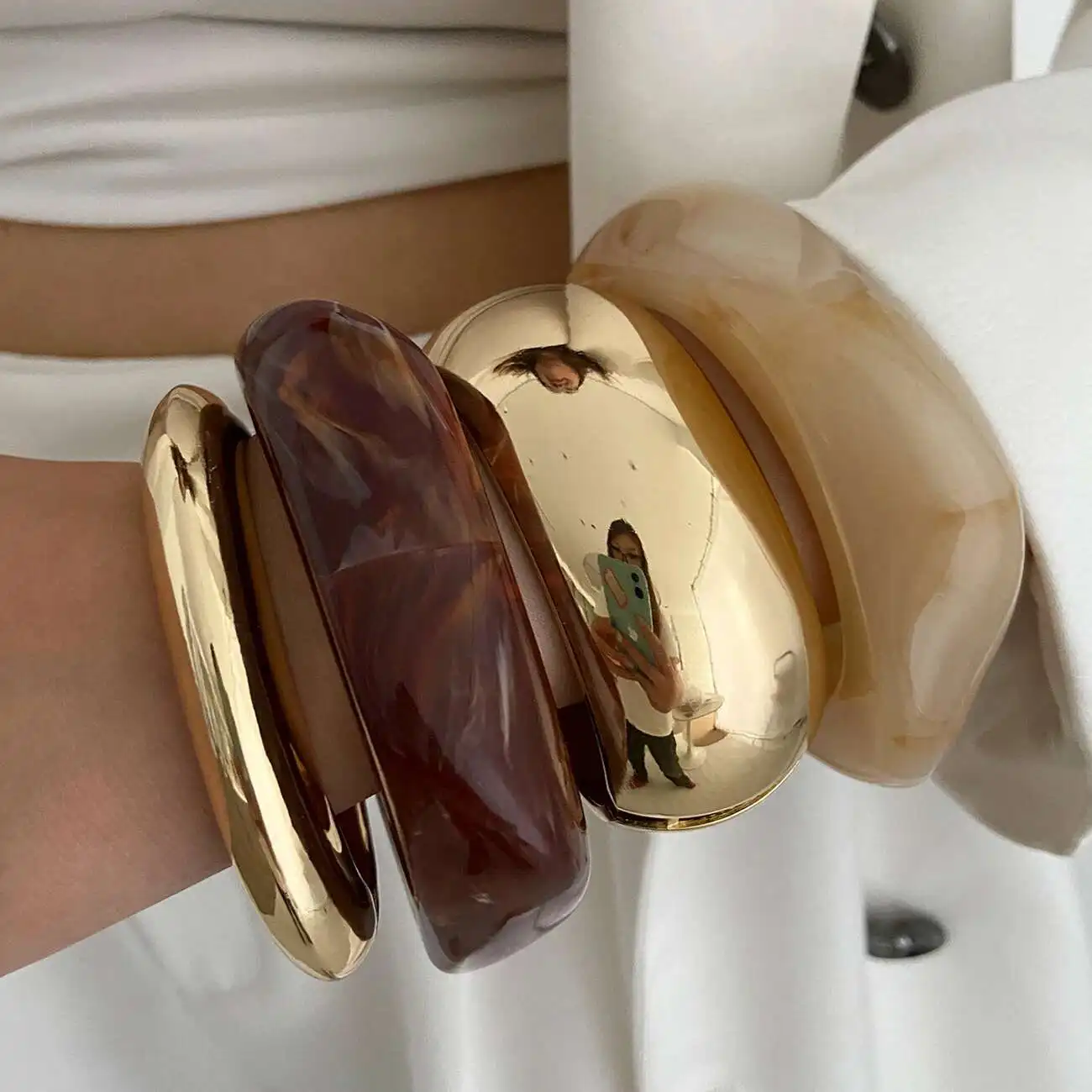 IngeSight.Z خمر غير النظامية الراتنج واسعة الإسورة أساور النساء الشرير هندسية واسعة سوار معدني موضة مكتنزة مجوهرات الحفلات