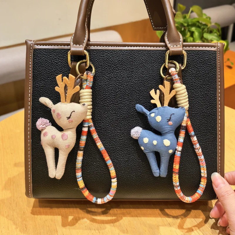 1PC Forest Style Hooded Backpack Running Away Teddy Bear Pendant Handmade Fabric Retro Hanging Decoration Keychain Small Gift