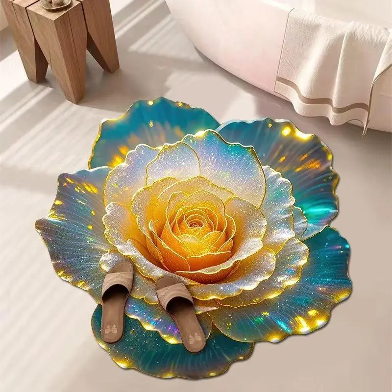 New Flower Carpet Special-shaped Soft Peony Floor Mat Durable 40x40cm/60x60cm Non-slip Absorbent Bathroom Floor Mat