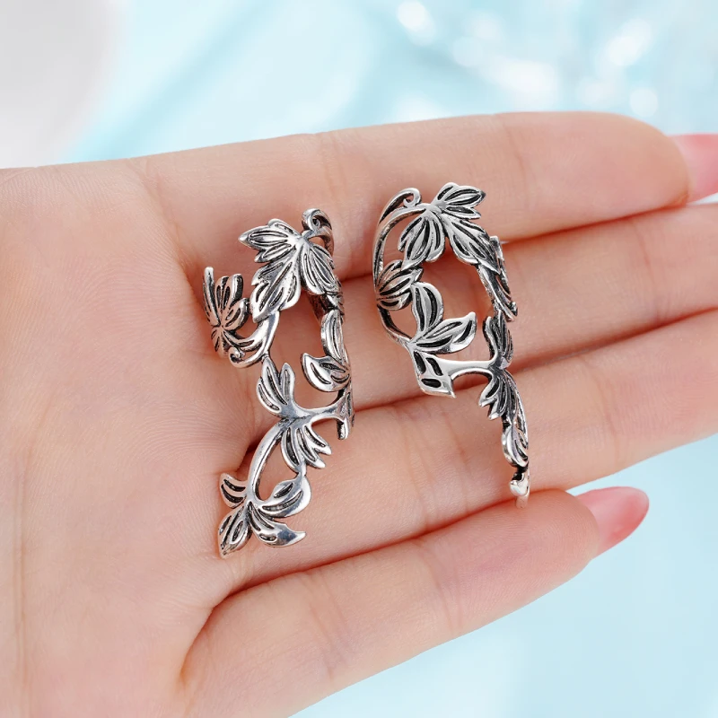 Huitan Weinrebenförmiger Ohrclip für Frauen, schlicht, stilvoll, für den täglichen Gebrauch, zarte Geschenke, Retro-Ohrringe, Schmuck – Detail 2