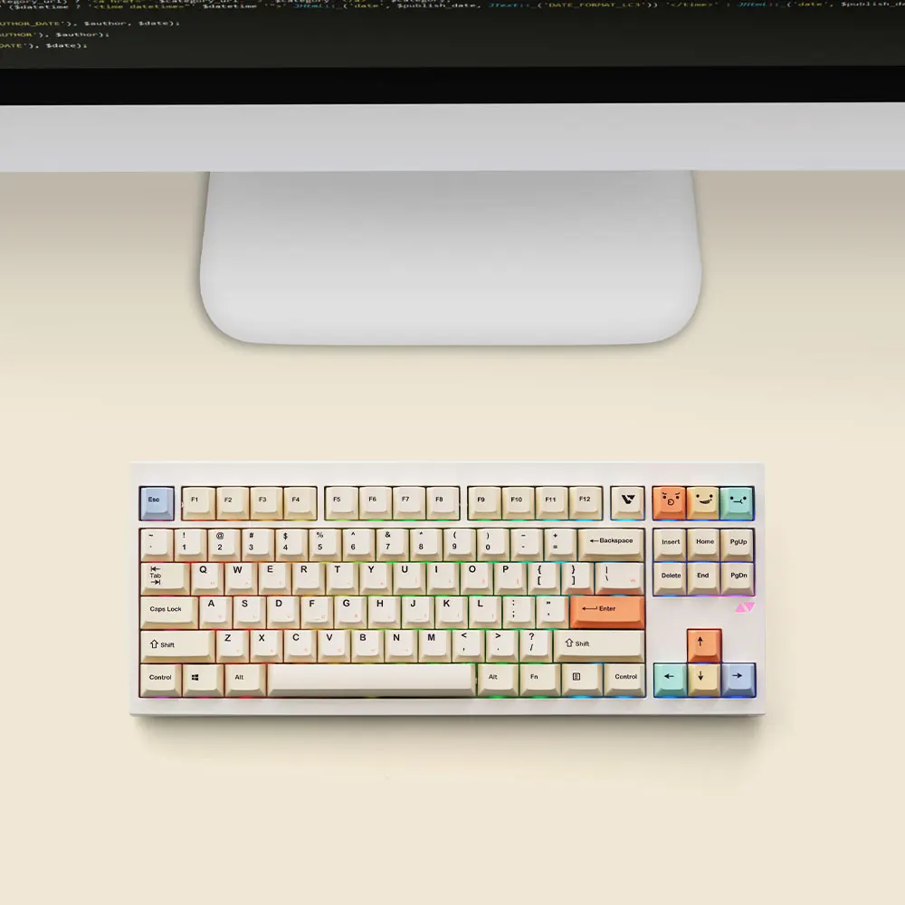 لوحة مفاتيح ميكانيكية سلكية/لاسلكية باستيل Varo V87 (مفتاح نعناعي منخفض الضوضاء) #1