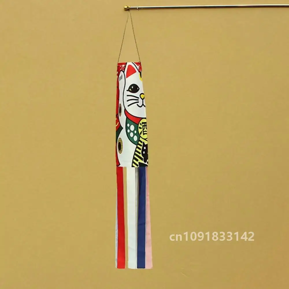 140cm Japanese Carp Windsock Streamer Fortune Cat Fish Waves Pattern Windsock Carp Flag Food Festival Restaurants Decoration