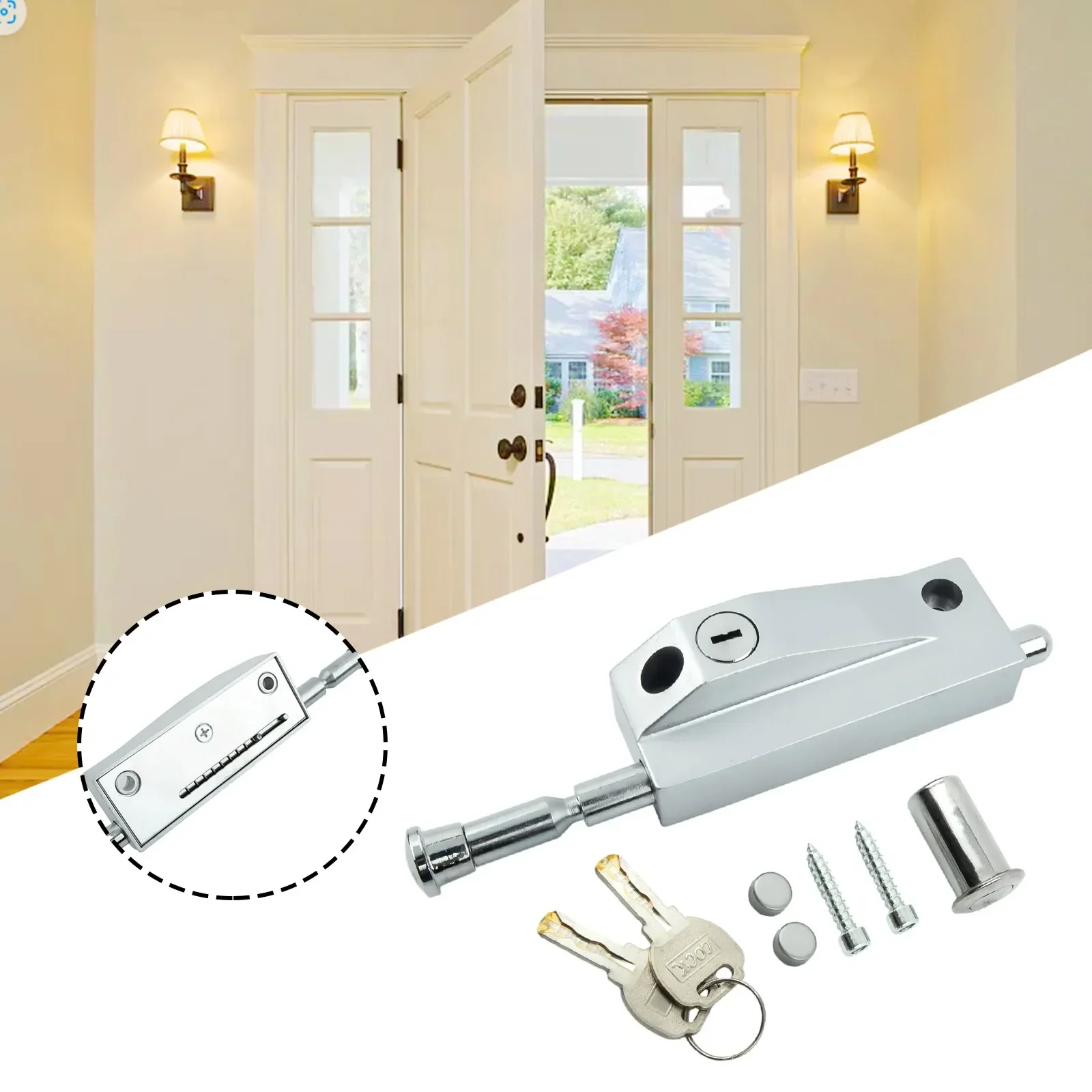 Brand New Latch Lock Household Hardware Iron Reliable Revolving Door Stainless Steel Door Zinc Alloy Framed Door