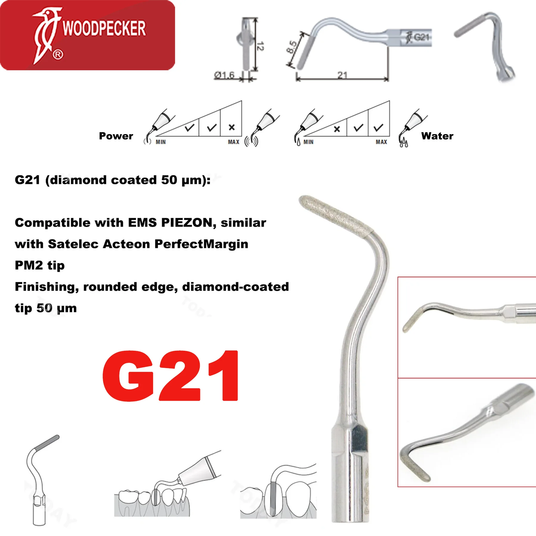 Woodpecker Dental Ultrasonic Scaler Tips Scaler Cavity Preparation Tips Fit EMS Scaler Handpiece Dentist Tools