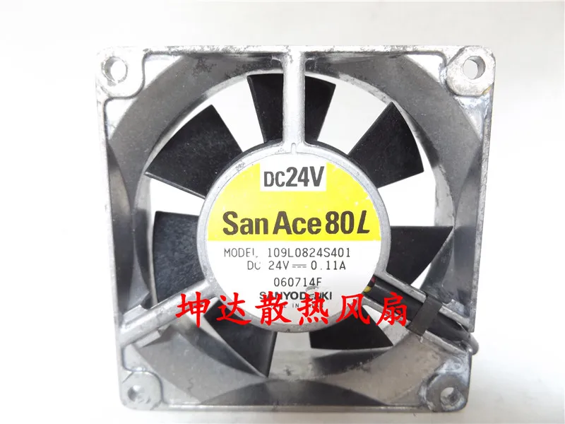 Sanyo Denki 109L0824S401 DC 24V 0.11A 80x80x25mm 3-Wire Server Cooling Fan