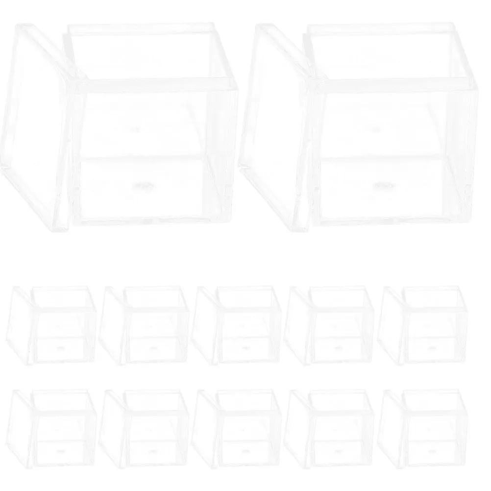 

12 шт. прозрачных квадратных акриловых контейнеров для хранения, маленькие многоразовые коробки для конфет, органайзеры для украшений, маленькие емкости