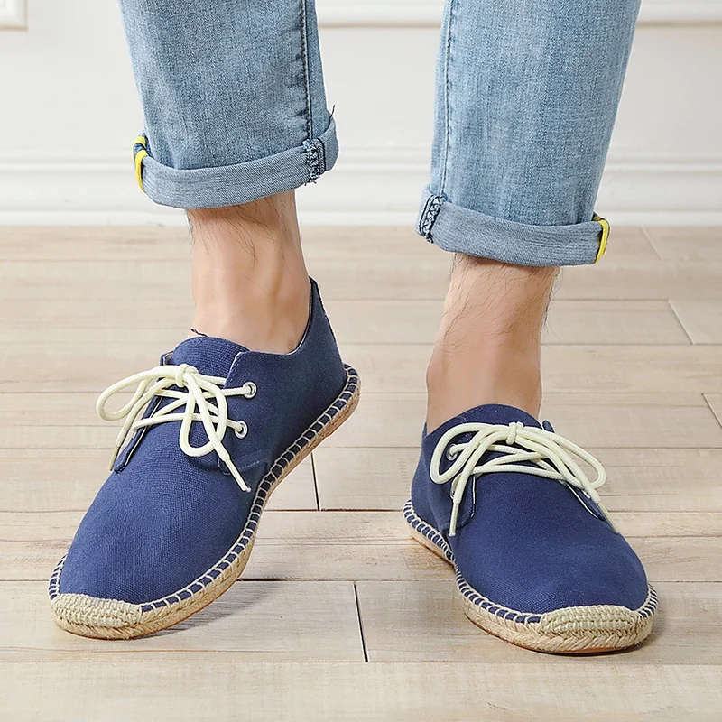 Espadrilles For Men 2026 Summer New Linen Men's Casual Shoes Handmade Weaving Fisherman Shoes Fashion Flats Shoes Large Size 45