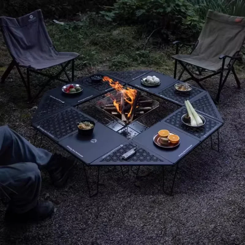 

Outdoor Portable Folding Picnic Table with Multi-layer Ironware Storage Rack and Carrying Case for Vehicle