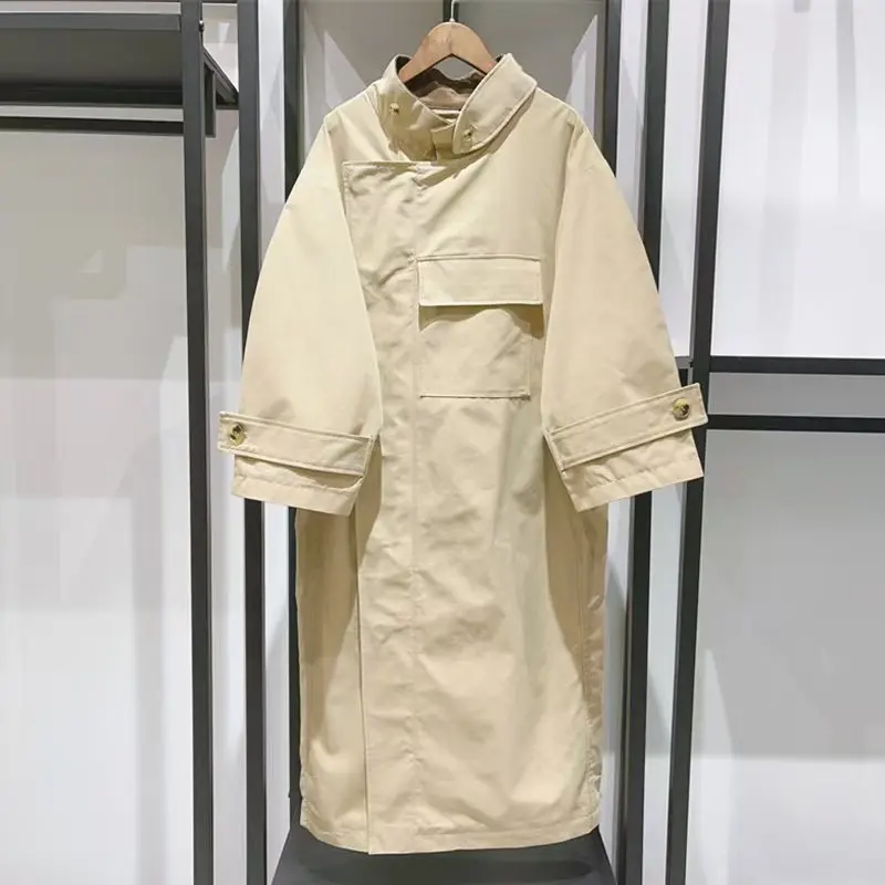 Women's Old Money Style Loose-Fit Stand Collar Straight-Cut Trench Coat Fashionable Casual Versatile Long Jacket Outerwear 2025,