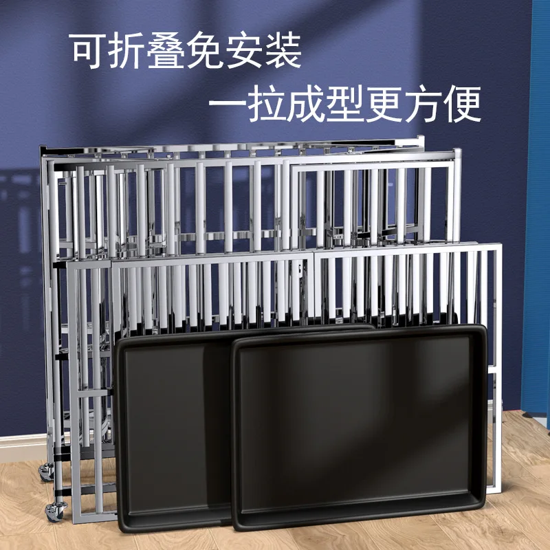 Stainless steel, dog cage, small folding square tube for large dogs, golden retriever