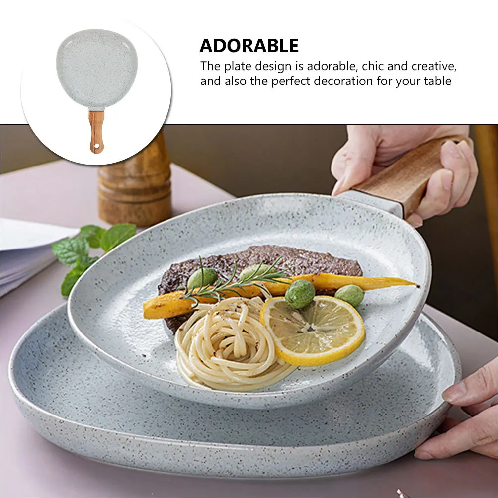 

Nordic Retro Ceramic Plate Handle Microwave Oven Safe Baking Food Dish Serving Dinnerware Decorative Dining Plates