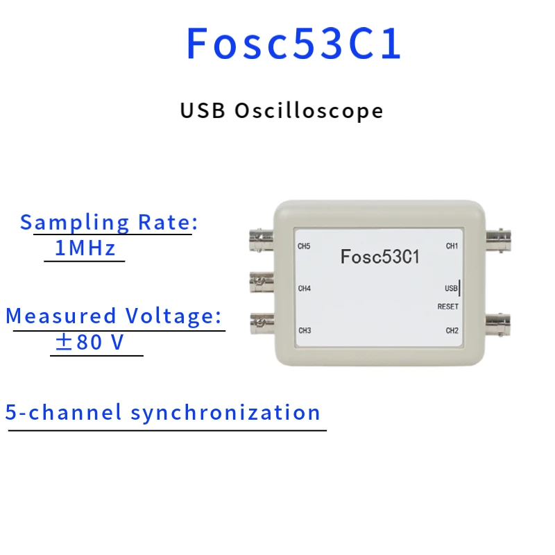 Fosc53C1 1M USB Oscilloscope 5-Channel Synchronous Input Laboratory Electrical Repair Automotive Handheld Oscilloscope