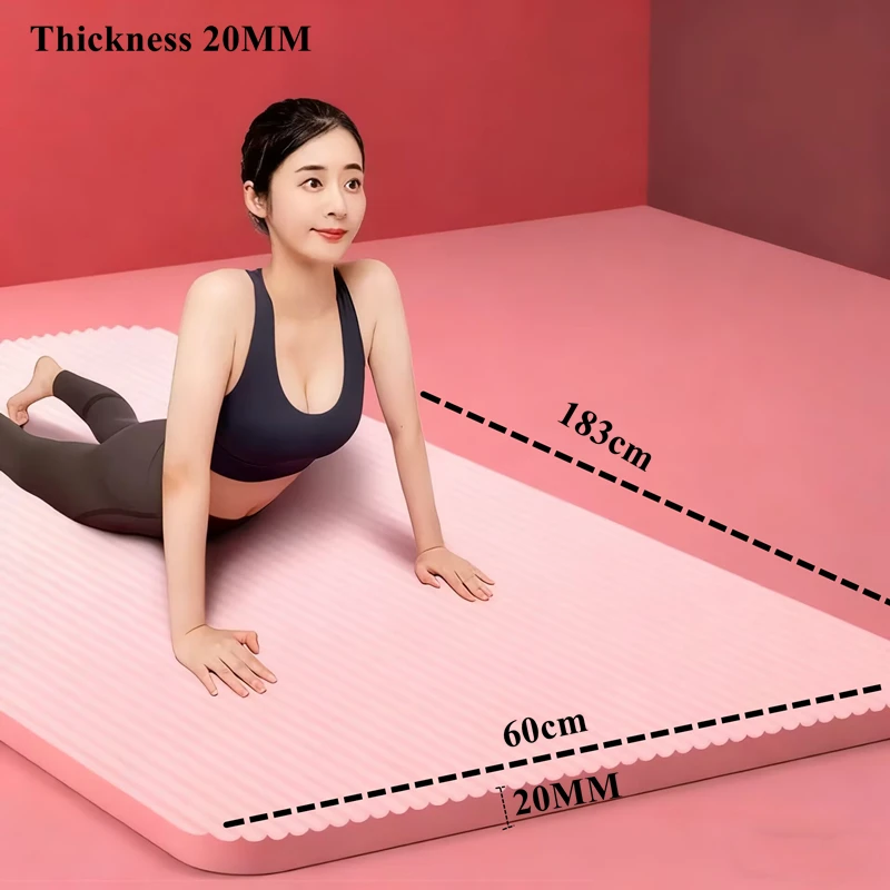 183x60 اليوغا حصيرة الرياضة اللياقة البدنية رغوة مريحة 20 مللي متر سميكة اليوغا حصيرة الرياضة اليوغا وبيلاتيس بساط جمباز عدم الانزلاق رشاقته #3