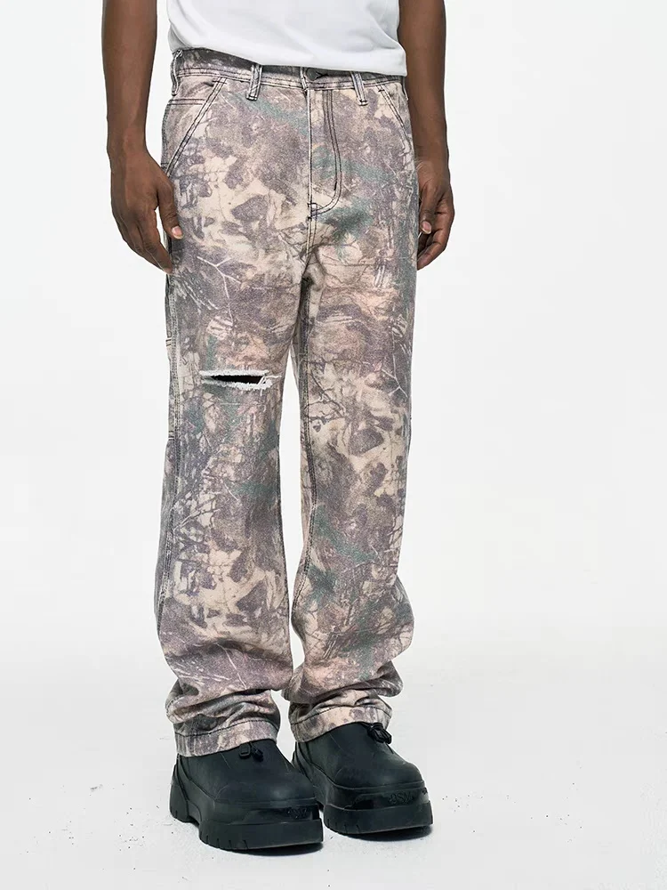 2025 Trashy Y2K 2000S Streetwear Vintage Grau Baggy Zerrissene Jeans Hosen Für Männer Kleidung Hip Hop Lange Hosen Pantalones hombre – Detail 10
