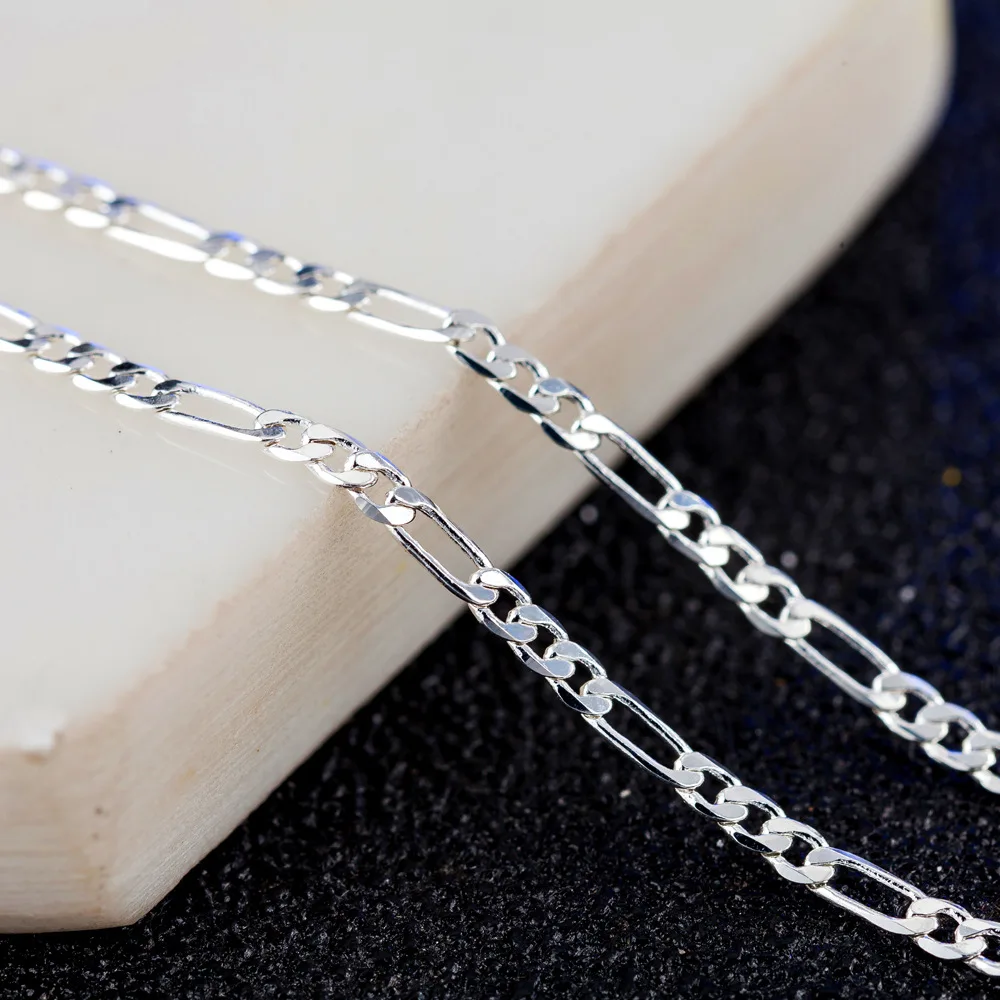 

4mm Wide Stainless Steel Figaro Necklace 3:1 Steel Chain Hip Hop Three Room One NK Necklace Side Chain