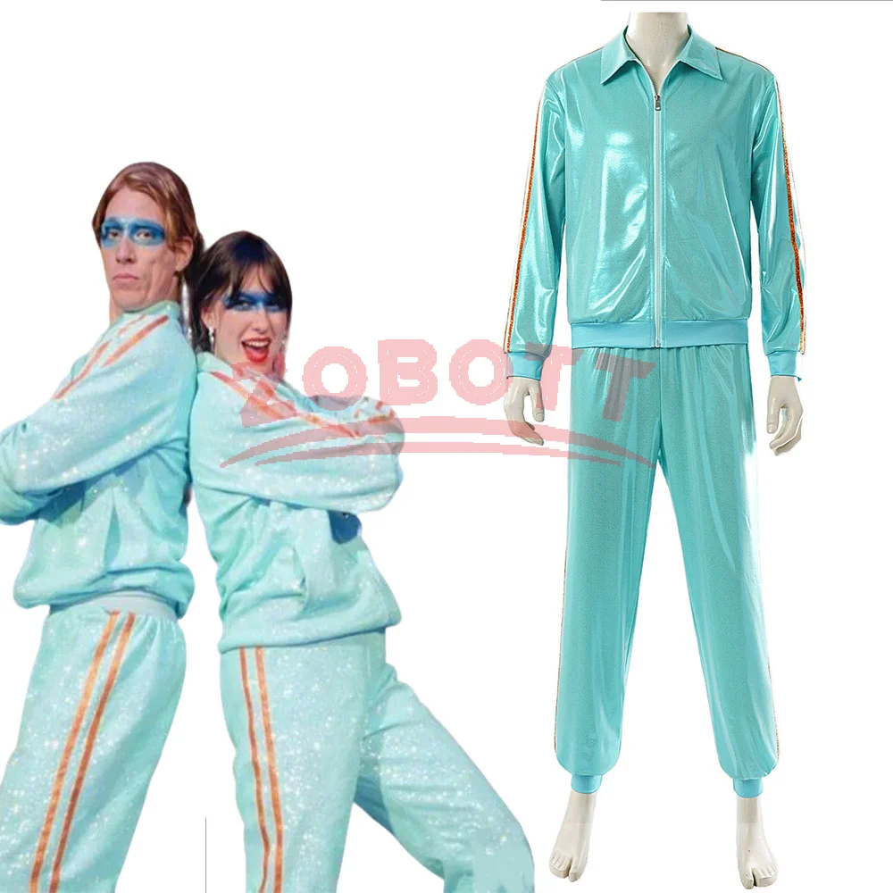 Taylor Opalite MV Gleicher Outfit Glänzender Mintgrüner Trainingsanzug 2-teiliges Set 80er Retro Reißverschluss-Jacke Jogginghose Kostüm Party Cosplay