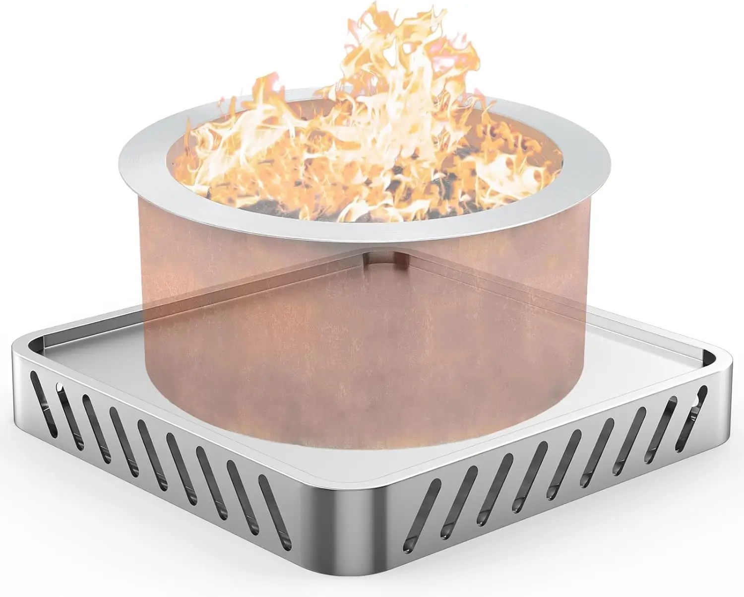 

Fire Pit Base Compatible for Fire Pit X24 (25.6 Inch) - for Lawn & Deck Protection,Stainless Steel Metal Base,Heat Protect