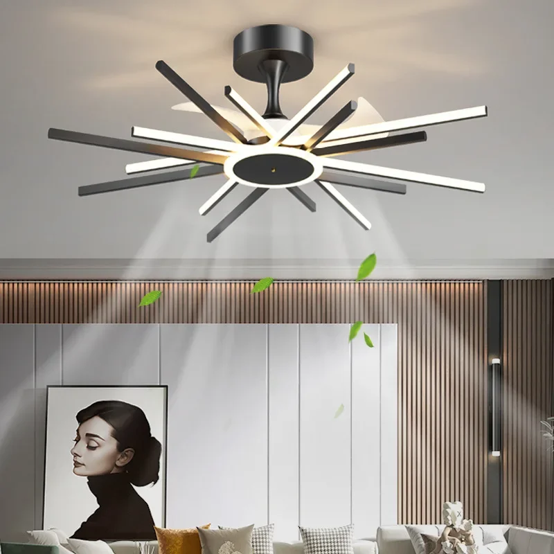 Nordic nuovo soggiorno soffitto ventilatore elettrico luce camera da letto studio ristorante luce lusso intelligente ventilatore da soffitto luce