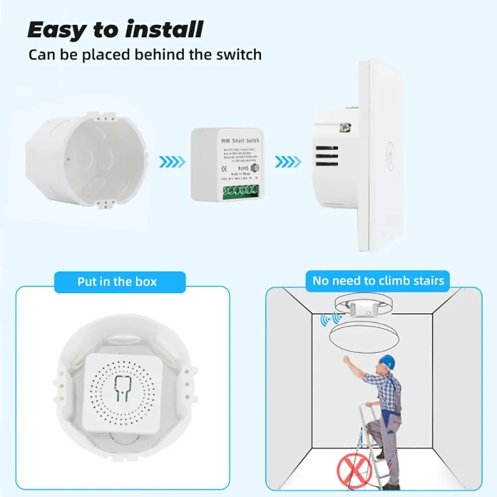 16A Tuya WiFi Smart Switch controllo a 2 vie con interruttore per Monitor energetico Mini Smart Breaker Smart Life Control Alexa tramite Google Home