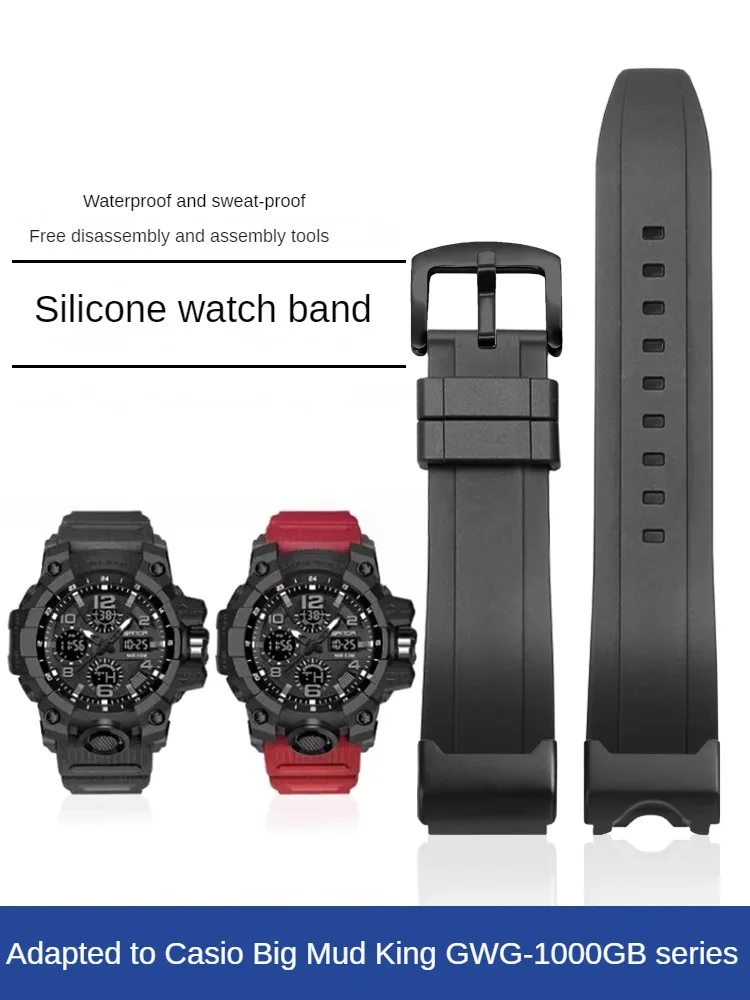 

Silicone Watch Strap Compatible with C-a-s-i-o GWG-1000GB Big Mud King Series Modified Watch Chain for Men