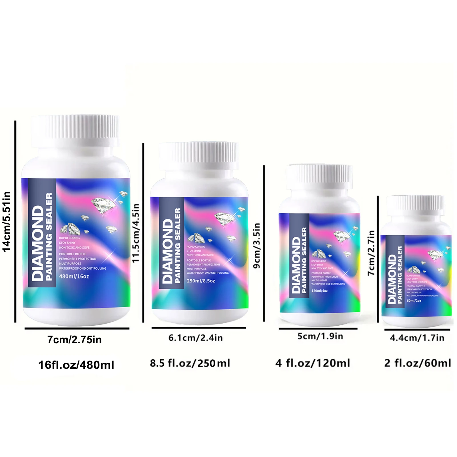 480ML(16oz) Diamond Painting Sealer Kits with 3 Pcs Brushes Diamond Art Sealer Puzzle Glue Accessories and Tools for Adults