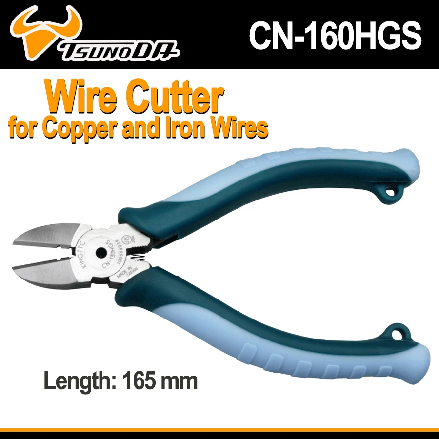 TSUNODA King TTC Diagonal Plier Wire Cutter for Copper and Iron Wires Etc Cutting Pliers with Stripping Hole CN-160HGS