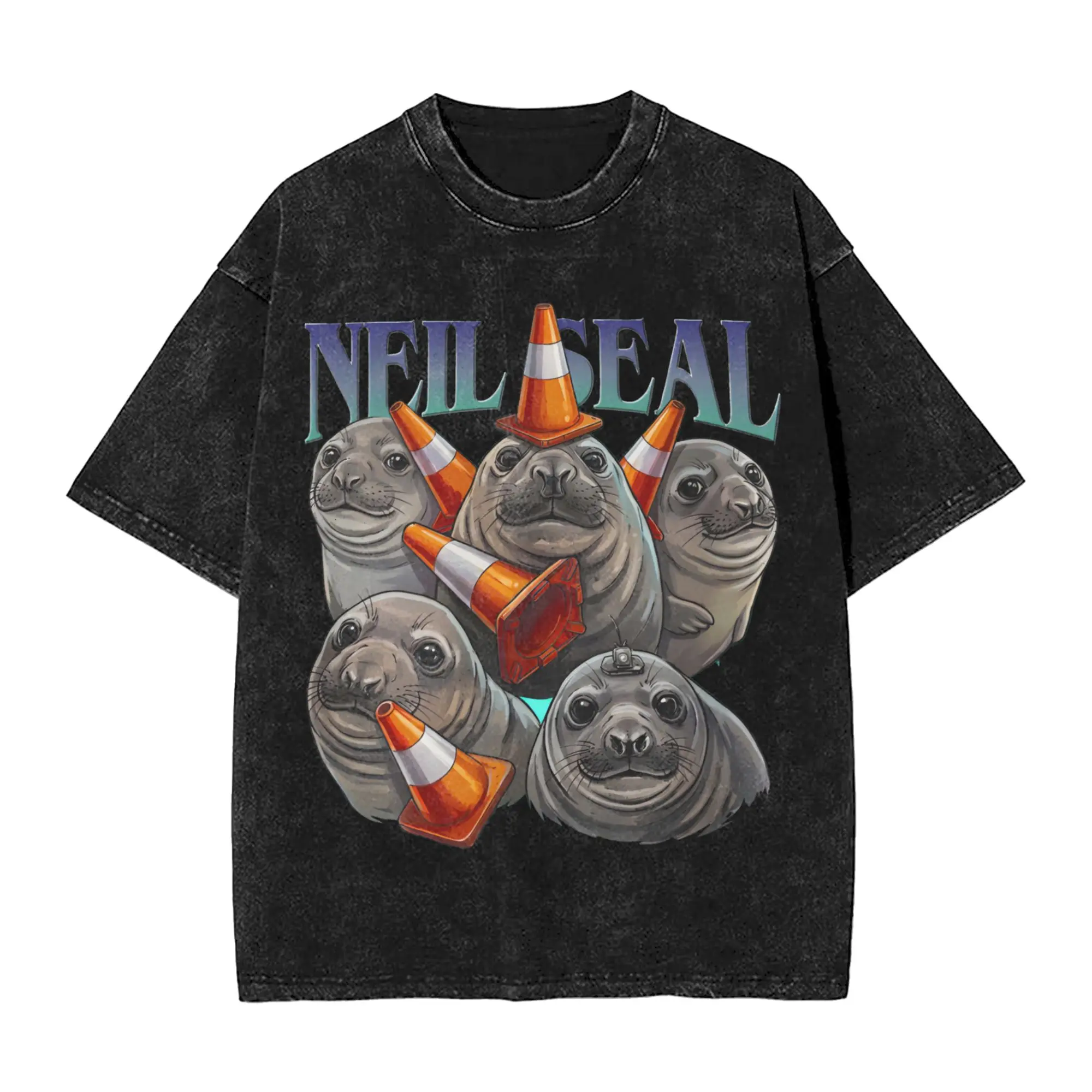 Neil the Seal  T Shirts Men Cotton Humor T-Shirts Round Collar  Tee Shirt Short Sleeve Clothes Birthday Present
