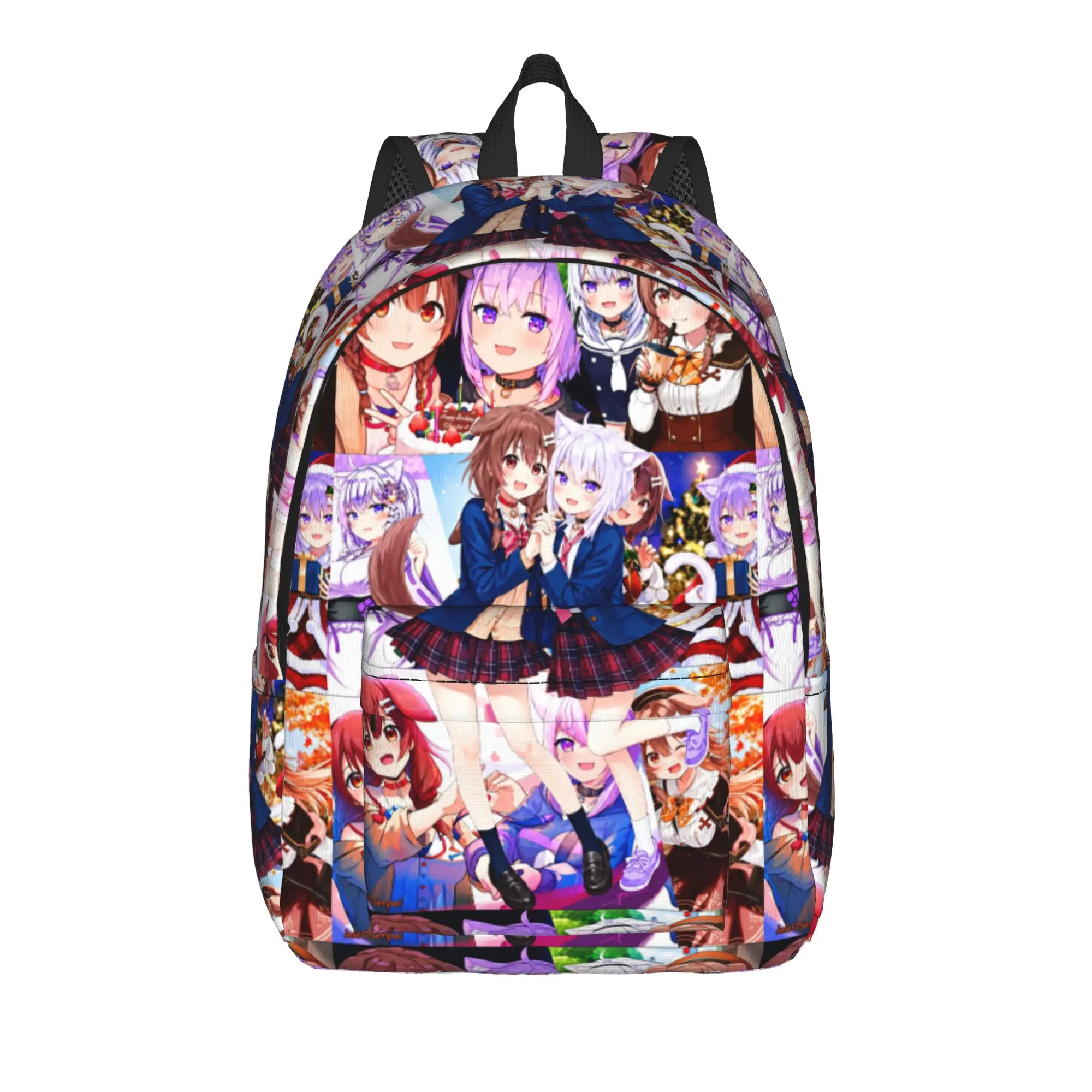 Hololive Gamers Girls Cute Portrait Backpack  Camping Backpacks Women Custom Breathable High School Bags Modern Rucksack