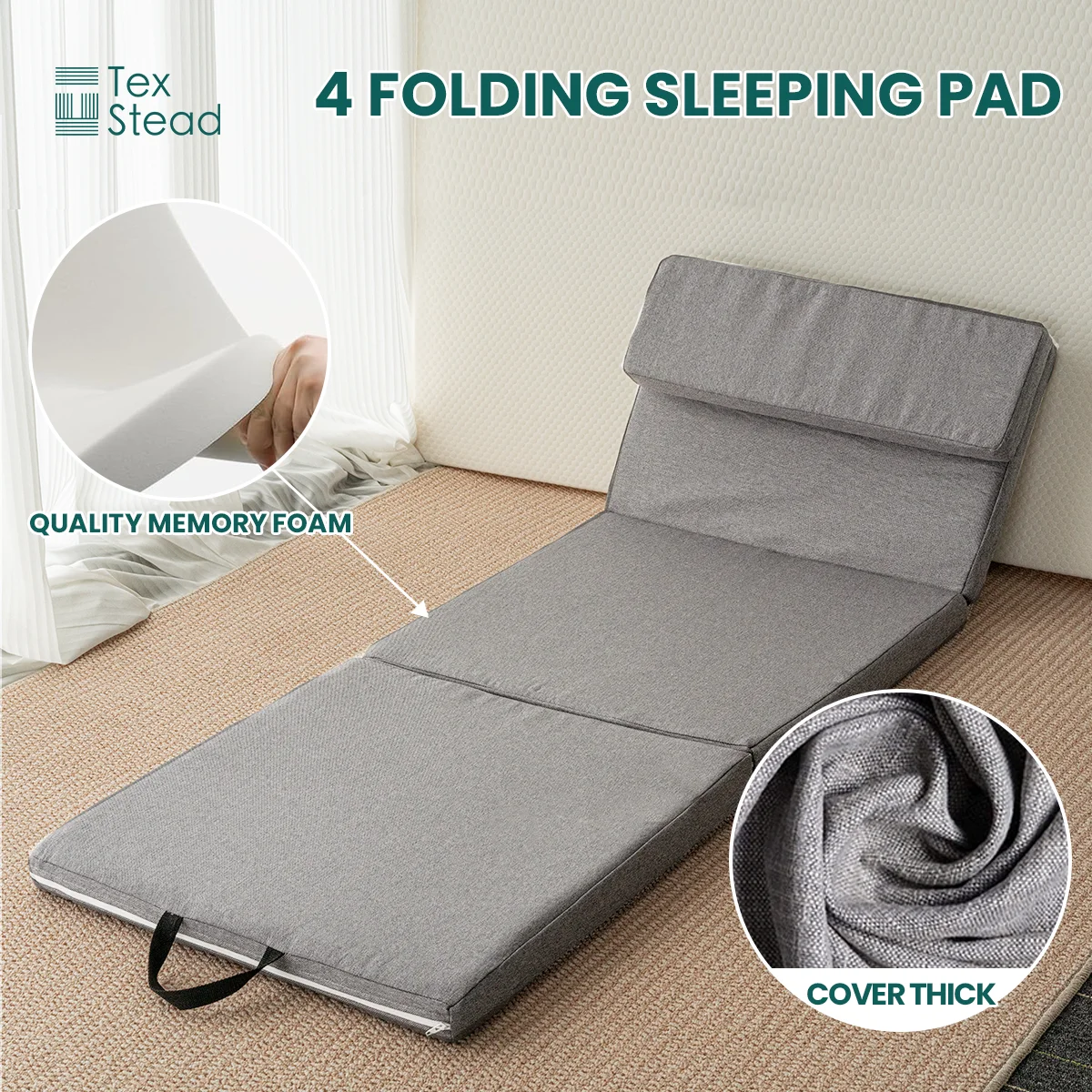 

4-Fold Memory Foam Folding Sleeping Pad, Portable Adjustable Cushion Mattress for Home Car Outdoor