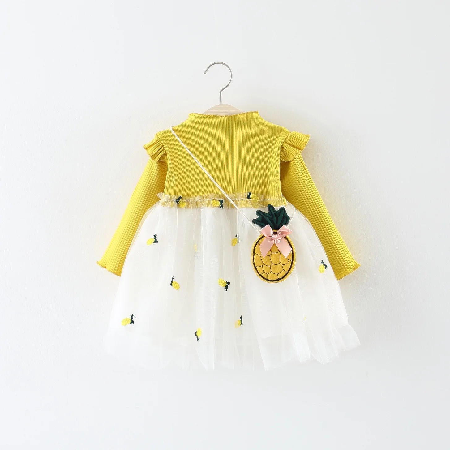 

2023 Spring and Autumn Newborn Dress Fashion Print Round Neck Lovely Princess Poached Dress+Pack Little Girls 2-Piece Set for