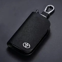 Leather Car Key Case Cross Pattern Car Key Cover Key Holder For Toyota camry chr corolla rav4 yaris prius accessories