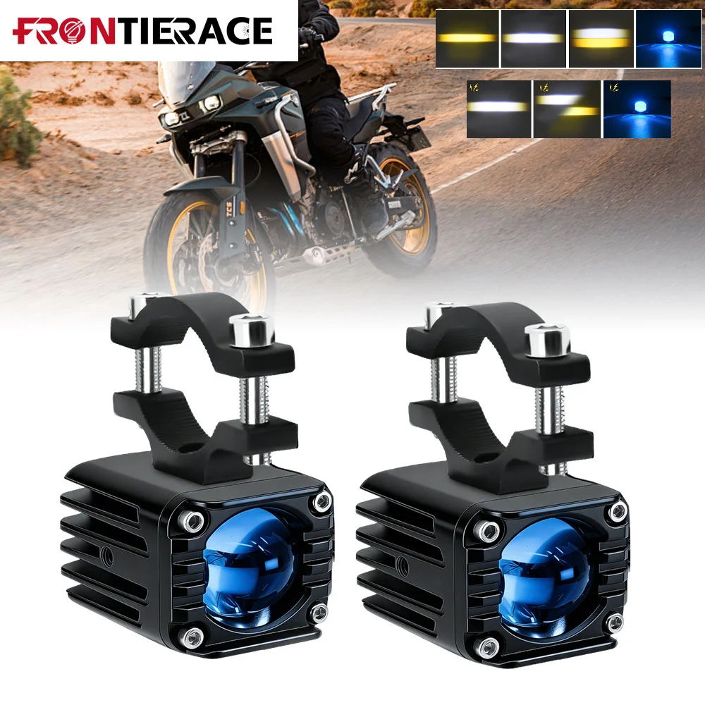 

Motorcycle Headlight Fog Lamps 7 Modes White/Yellow Brighter Driving Light Wire Harness Light for ATV Truck Dirt Bike SUV UTV