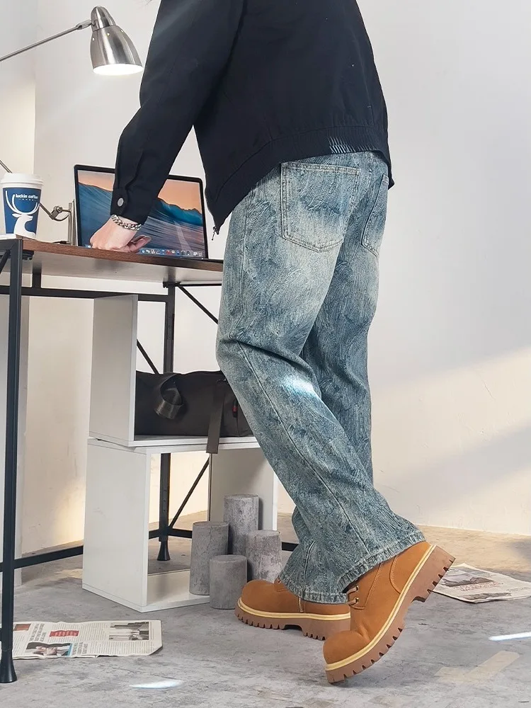 

Новые осенние мужские повседневные джинсы: модные, универсальные, плотные, в американском стиле, рабочие, крутые, прямые брюки