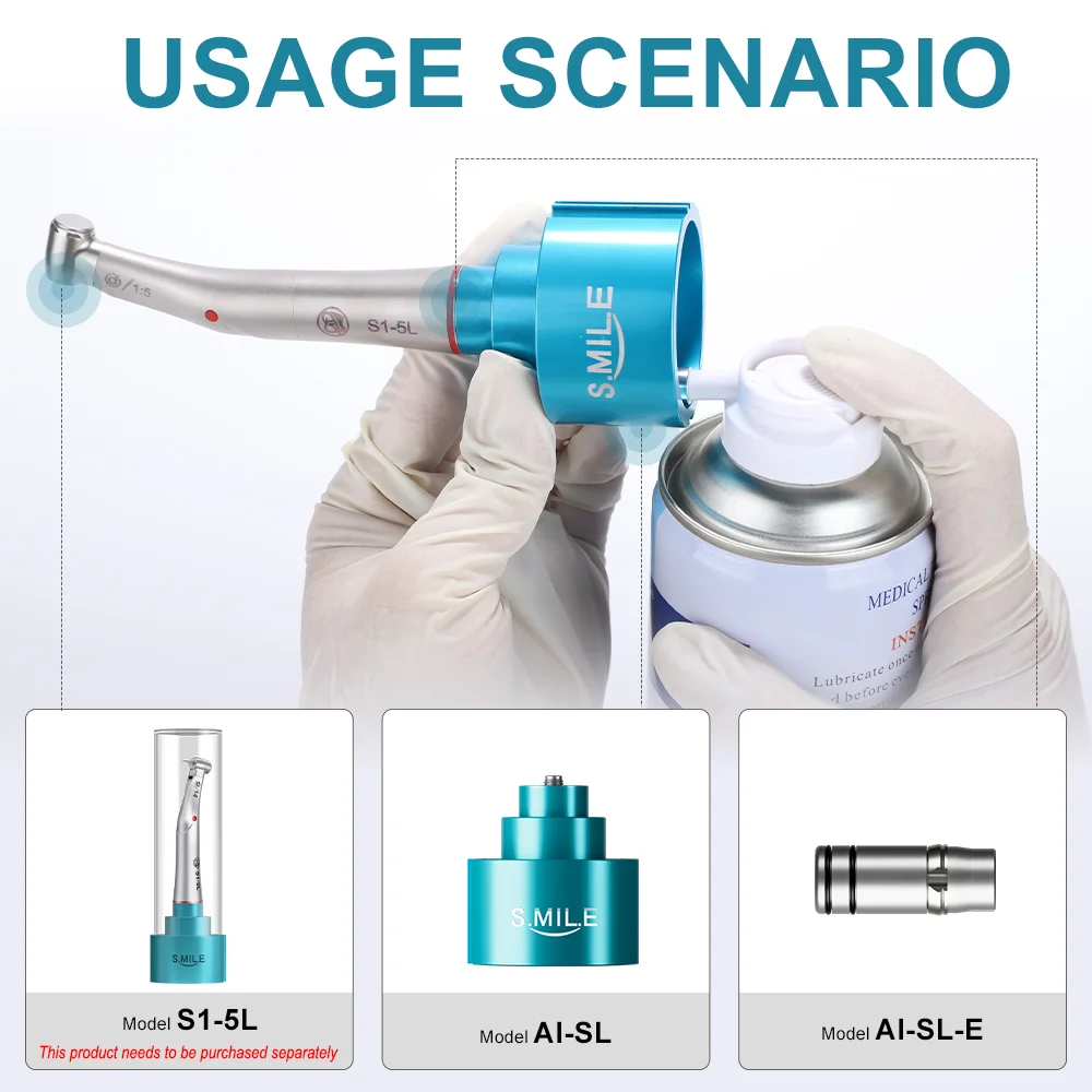 AI-SL Smile/Aiko Series Dental Handpiece Oil Spray Lubrication Tool Oiling Base or M4/E/K/N 4 types Nozzle Adapters Options