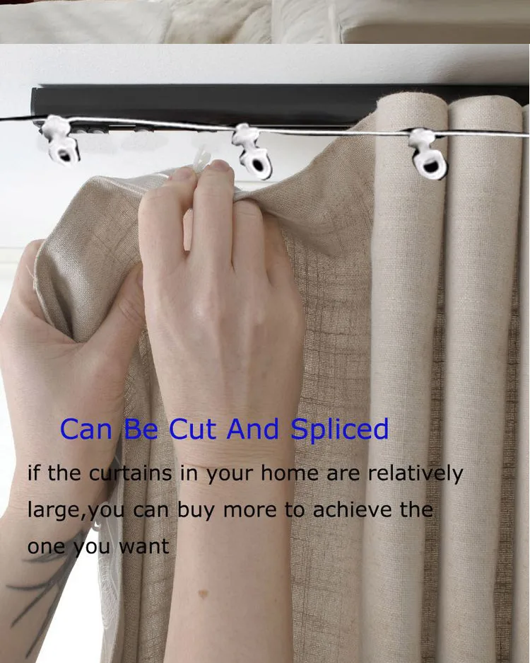 Silent S Fold Wave Curtain Track Pulley System Rail Line Runner Kabelrad Rollenhaken für Heimdekoration – Detail 5