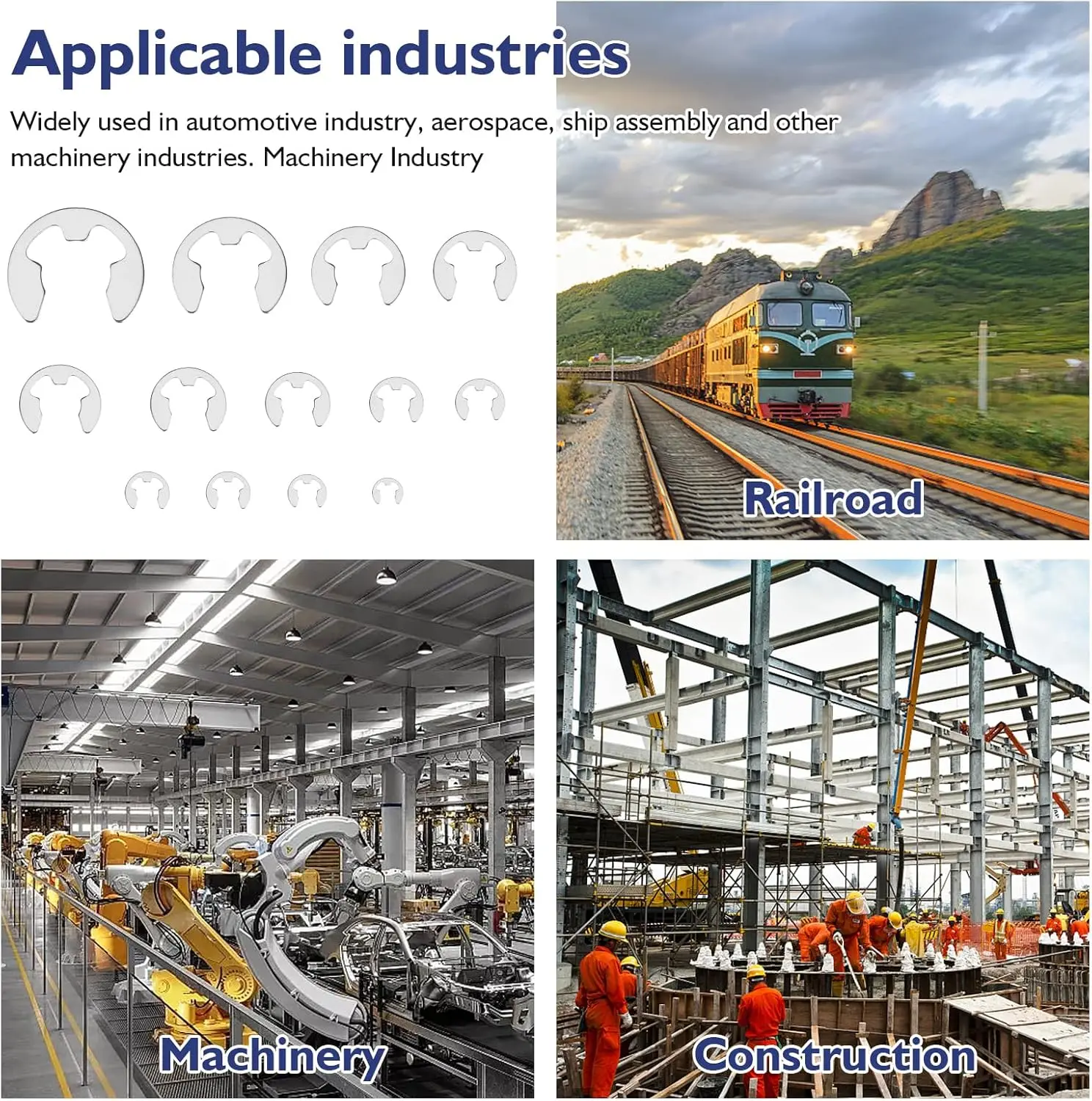 WZHUIDA M1 M1.2 M1.5 M2 M3 M3.5 M4 M5 M6 M7 M8 M10 إلى M20 E كليب بحلقة إحكام الاحتفاظ غسالة 304 الفولاذ المقاوم للصدأ/65 #   مين ستيل #6