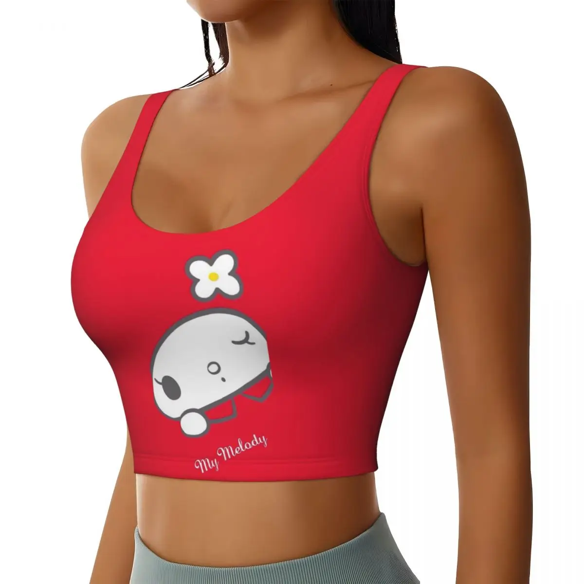 Custom Melody Cartoons Workout Crop Tank Tops Women's Running Sports Bras