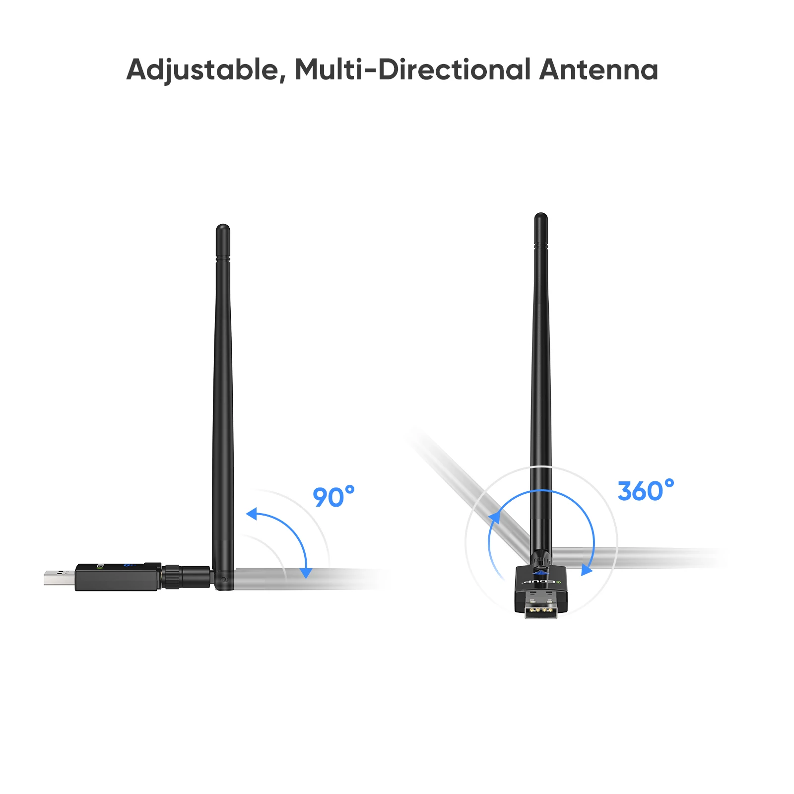 EDUP AX900 Wireless USB Adapter 900Mbps Bluetooth 5.3 Dual Band 2.4GHz 5GHz No Driver Needed for Win 10/11 For PC Laptop Antenna