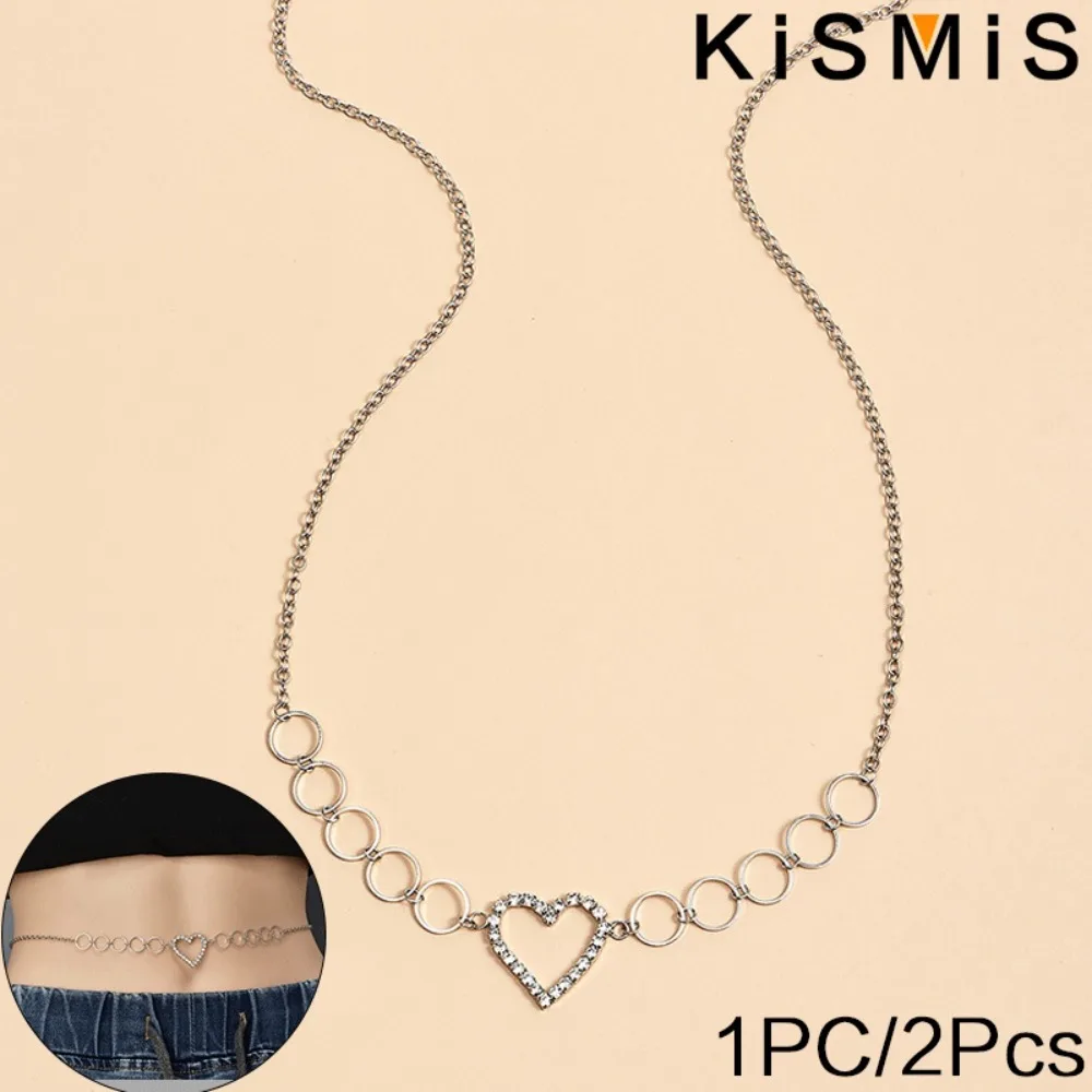 KISMIS 1PC  Personal Love Waist Chain Simple Temperament Taoxin Geometric Circle Alloy Chain Waist Decoration