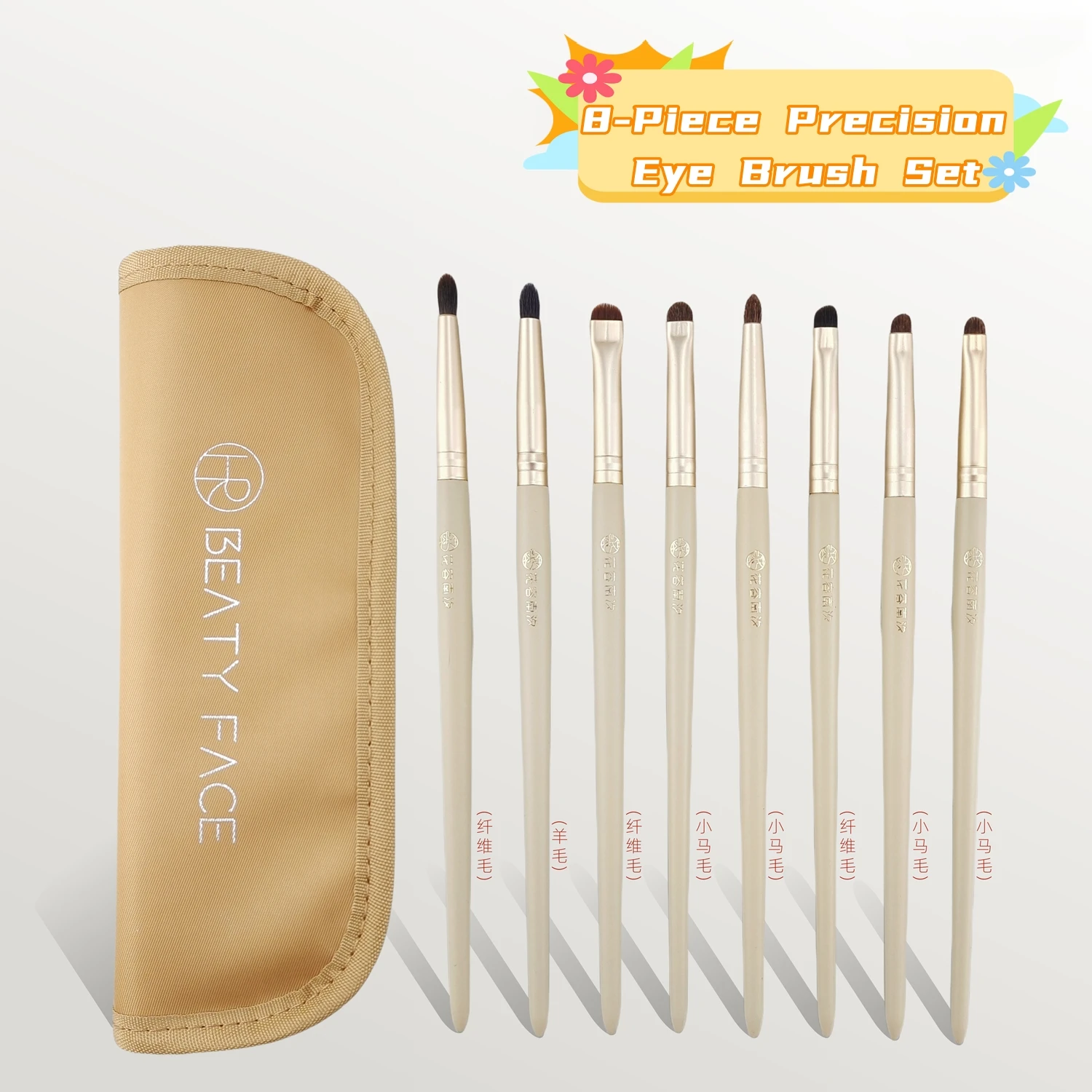 8 Pcs Small Eye Brush Set, Natural Goat Hair Pencil Detail Concealer Crease Eyeliner Lip Brush