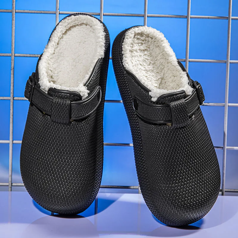Winter Slippers for Men Half Shoes Anti-Skid Kitchen Shoes Lightweight Eva Slides Comfortable Male Sandals Chaussures Homme Luxe