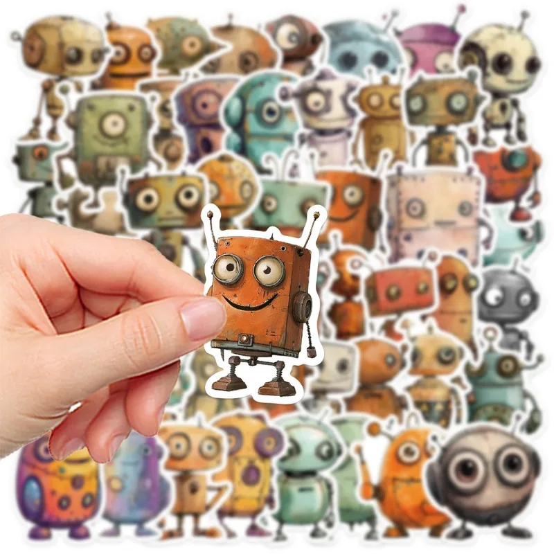 50 stücke niedlichen wunderlichen Roboter Cartoon Aufkleber Gepäck Wasser Tasse Briefpapier Handy Roller Laptop Kühlschrank Dekoration