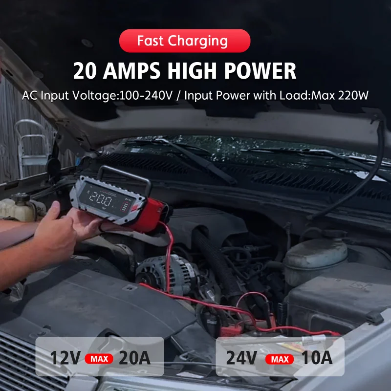 P20PRO car and motorcycle battery charger 12V24V lead-acid battery AGM intelligent repair charging