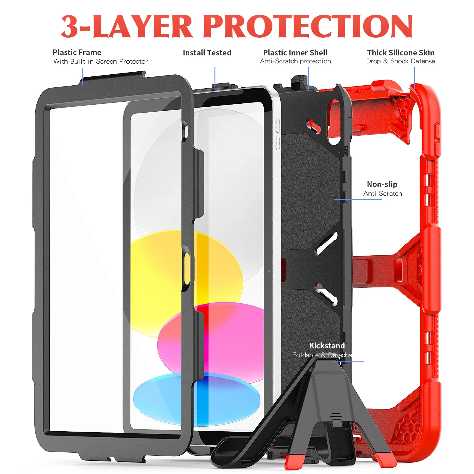 Kickstand Case for iPad 10th 2022 10.2inch  iPad 8th 7th Gen 2020 Mini 46 Shock Dirt Proof Silicone Rugged Stand Cover Hard Case