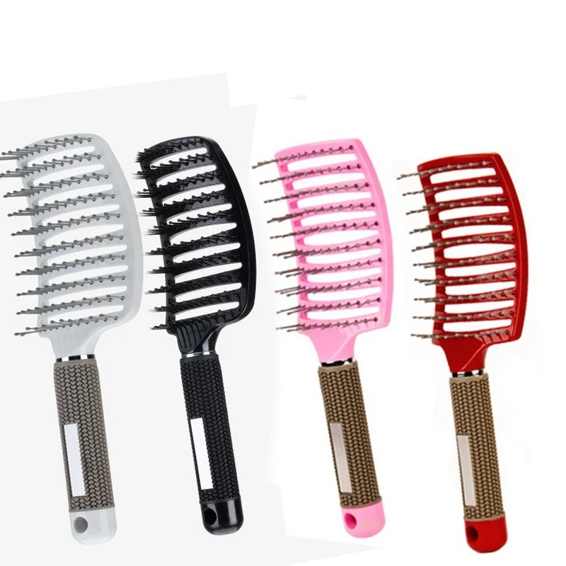 

Girls Hair Scalp Massage Comb Hairbrush Bristle Nylon Women Wet Curly Detangle Hair Brush for Salon Hairdressing Styling Tools