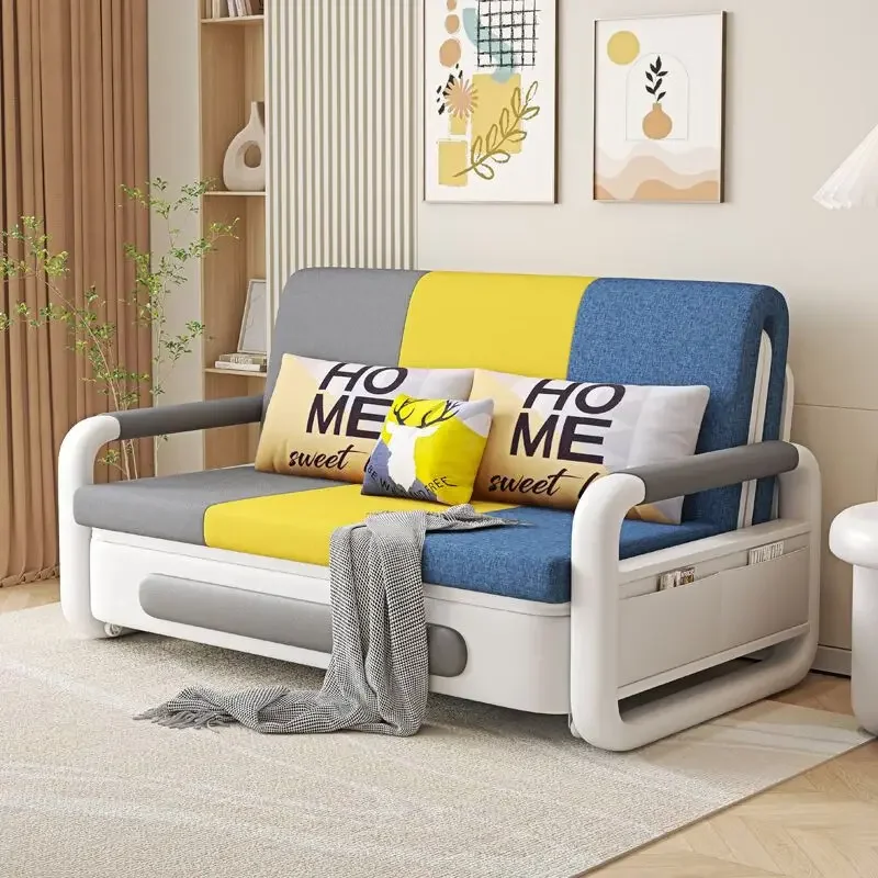Folding sofa bed, one-piece dual-purpose multi-functional fabric single folding bed, living room balcony nap, sim、